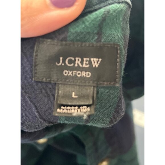 J Crew Green Navy Blue Plaid Flannel Button Down Shirt Large Cabincore Outdoors - Picture 7 of 9
